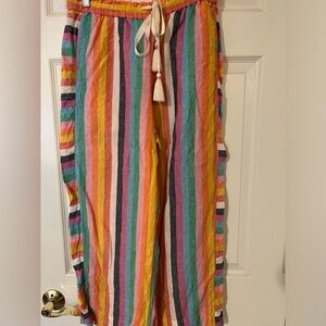 J. Crew Striped Linen Drawstring Pants Size Small